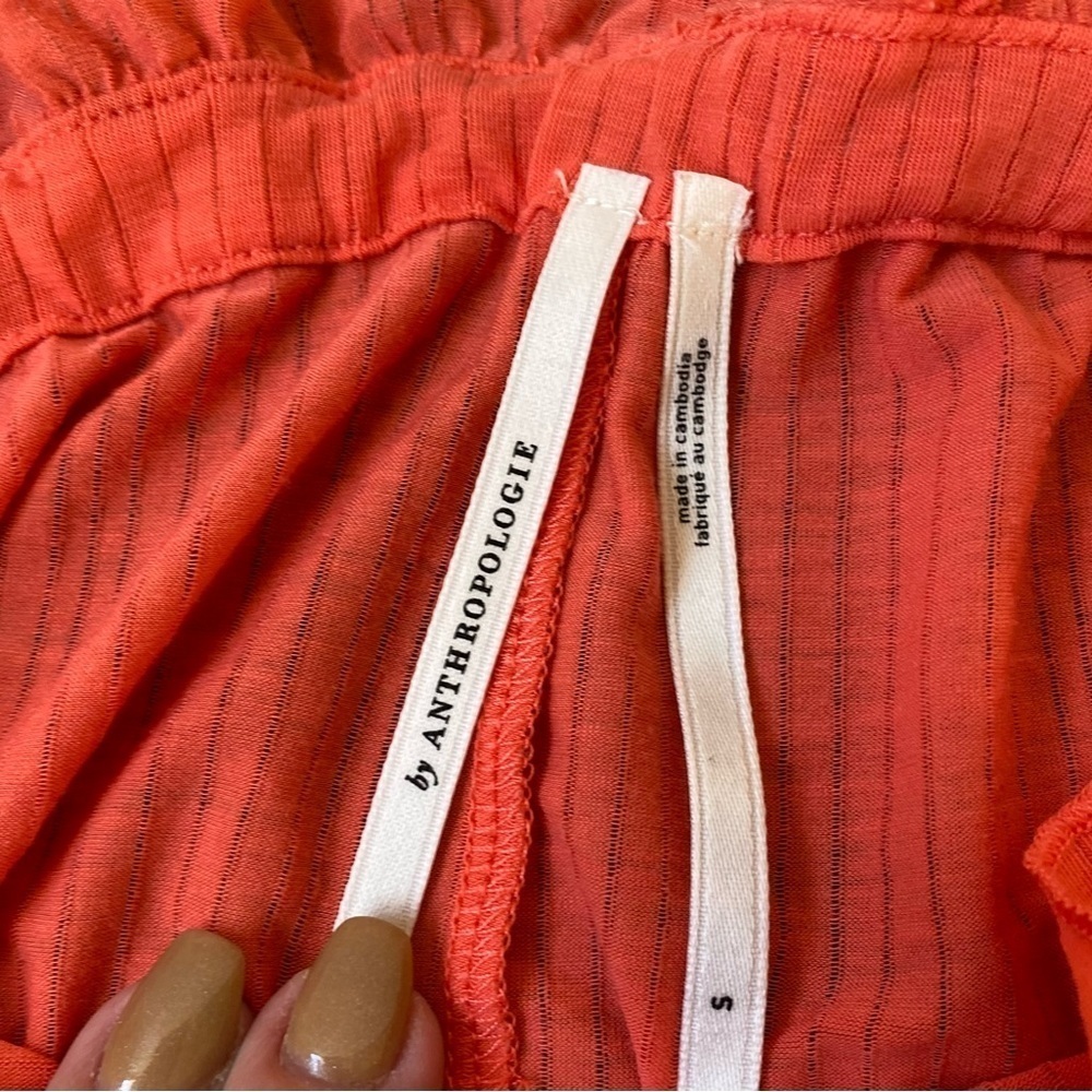Anthropologie Women’s Lettuce-Hem Coral Orange Shorts SZ - Picture 7 of 8